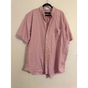 Ralph Lauren Pink Short Sleeve Button Down Shirt Men's 2XLT Embroidered Polo